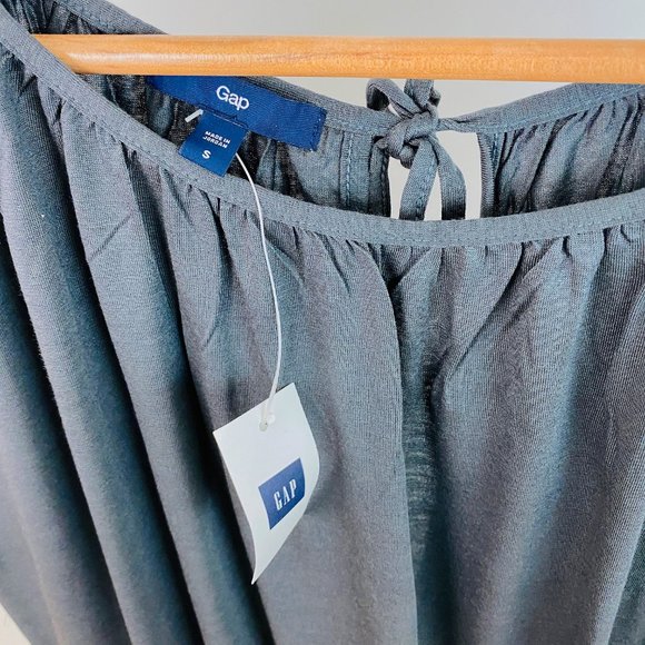 GAP grey drape drapey keyhole back tie shirt NEW - Picture 3 of 3